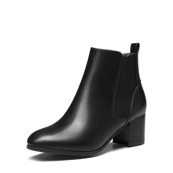 Chelsea Chunky Block Heel Booties - BLACK PU -  0